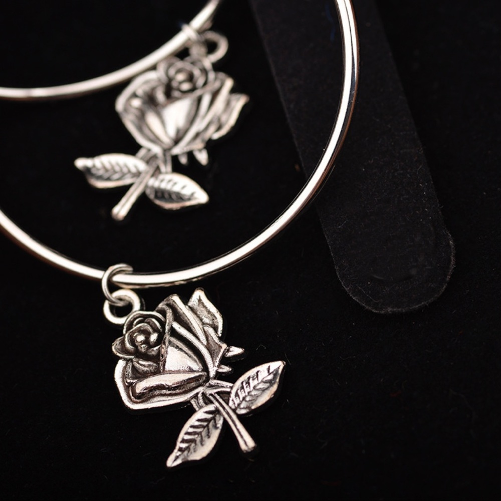 2/$20! Silver Hoops w/Antiqued Rose - Picture 7 of 10